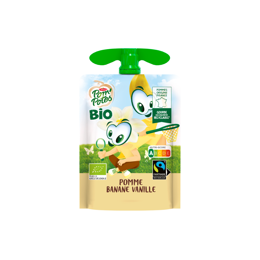 Pom’Potes Pomme Banane Vanille Bio sans sucres ajoutés 90gr